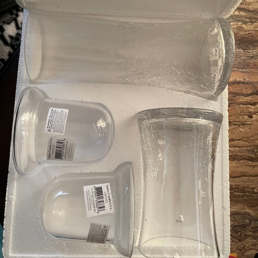 Crackle Glass Cylinders with Votive Inse